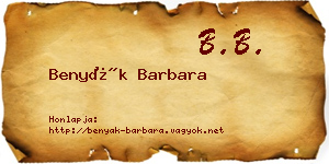 Benyák Barbara névjegykártya
